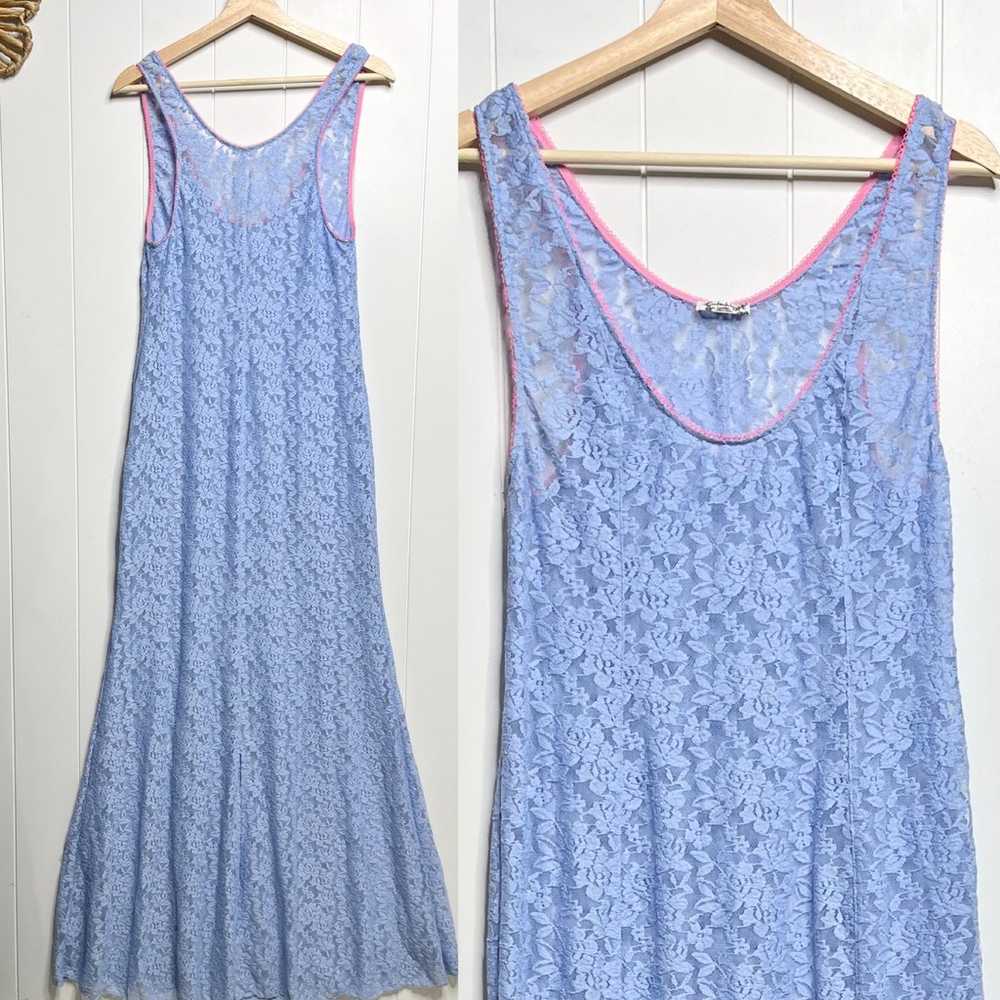 Free People maxi dress floral lace boho slip sheer - image 5