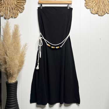 Free People dress maxi cotton belted strapless Med