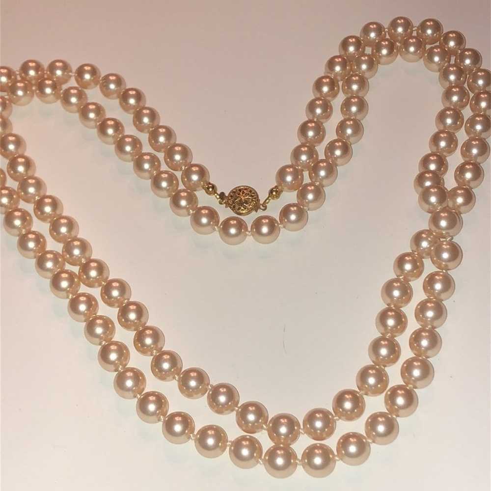 42” Long Vintage Pale Pink Faux Pearl Classic Sin… - image 5