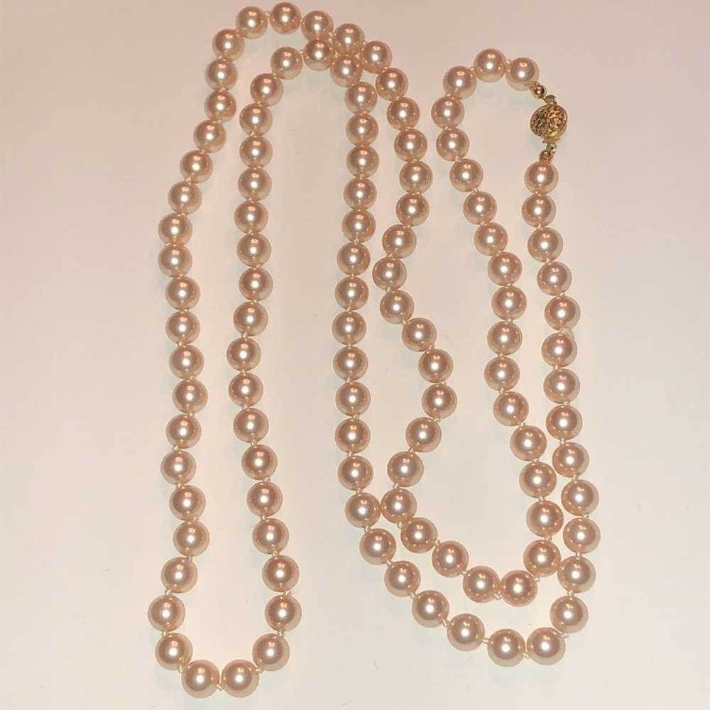 42” Long Vintage Pale Pink Faux Pearl Classic Sin… - image 6