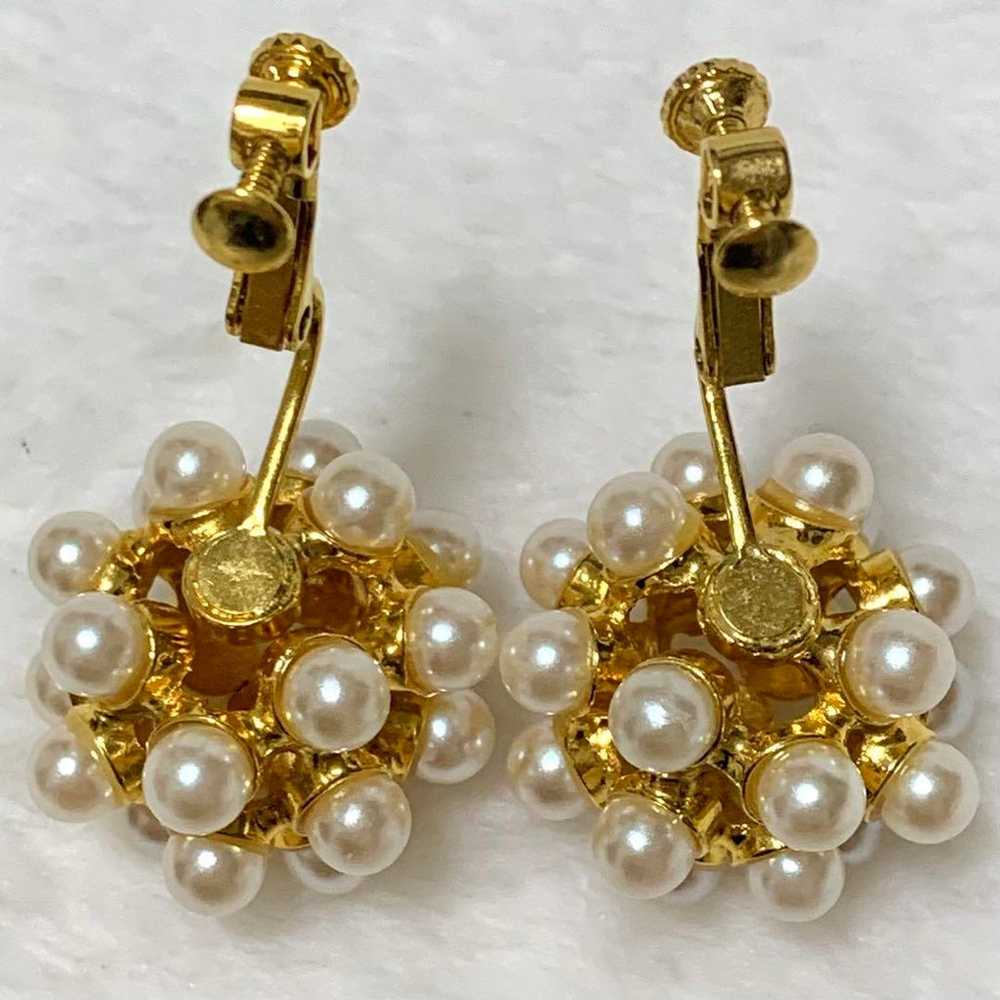 Extremely beautiful 90s VINTAGE gold pearl earrin… - image 4