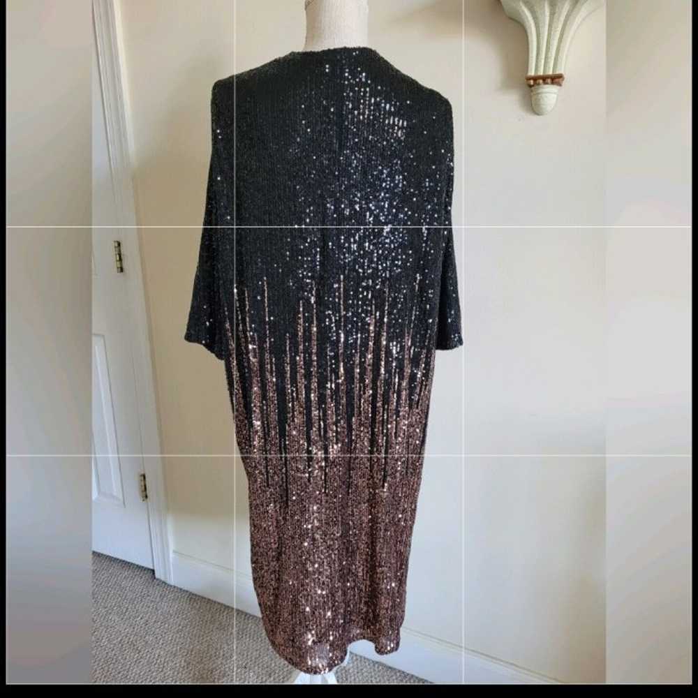 Torrid Hi-Lo Ombre Kimono Sequin Black Gold cardi… - image 3