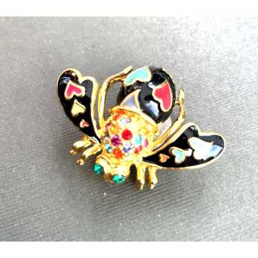 Joan Rivers Enamel Bee Brooch Hearts Bugs Insects