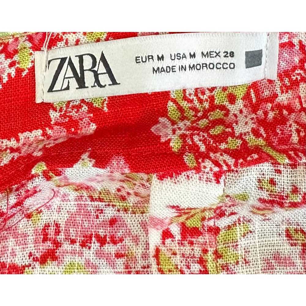 NWOT Zara Linen Blend Bohemian Patchwork Red Midi… - image 11