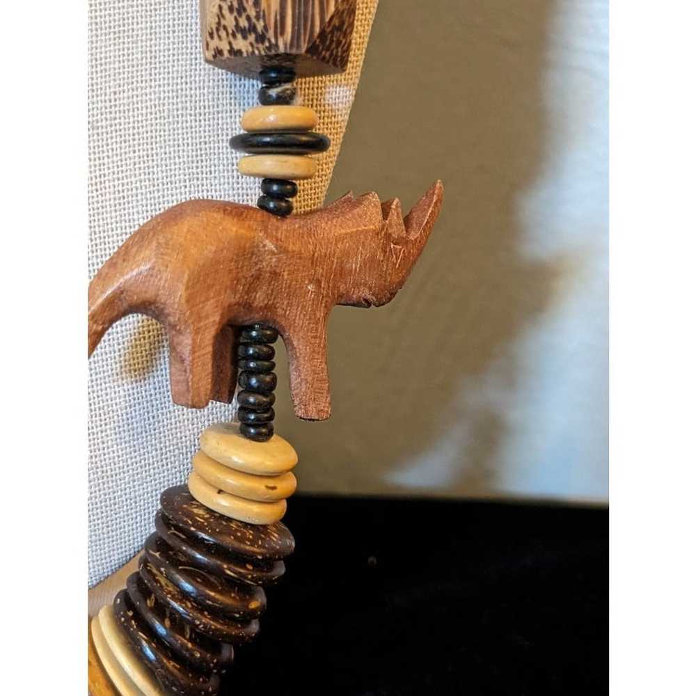 Vintage Chunky Boho Carved Wooden Animal Beaded N… - image 6