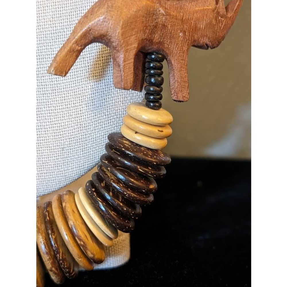 Vintage Chunky Boho Carved Wooden Animal Beaded N… - image 7