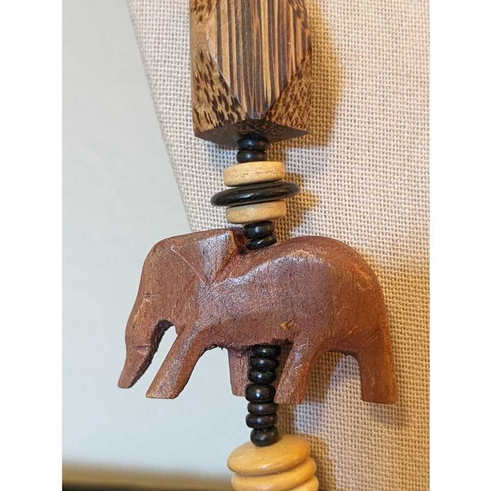 Vintage Chunky Boho Carved Wooden Animal Beaded N… - image 8