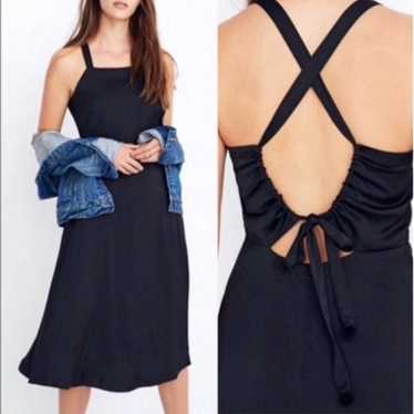 Madewell Satin Sleeveless Crisscross Open Back Bla