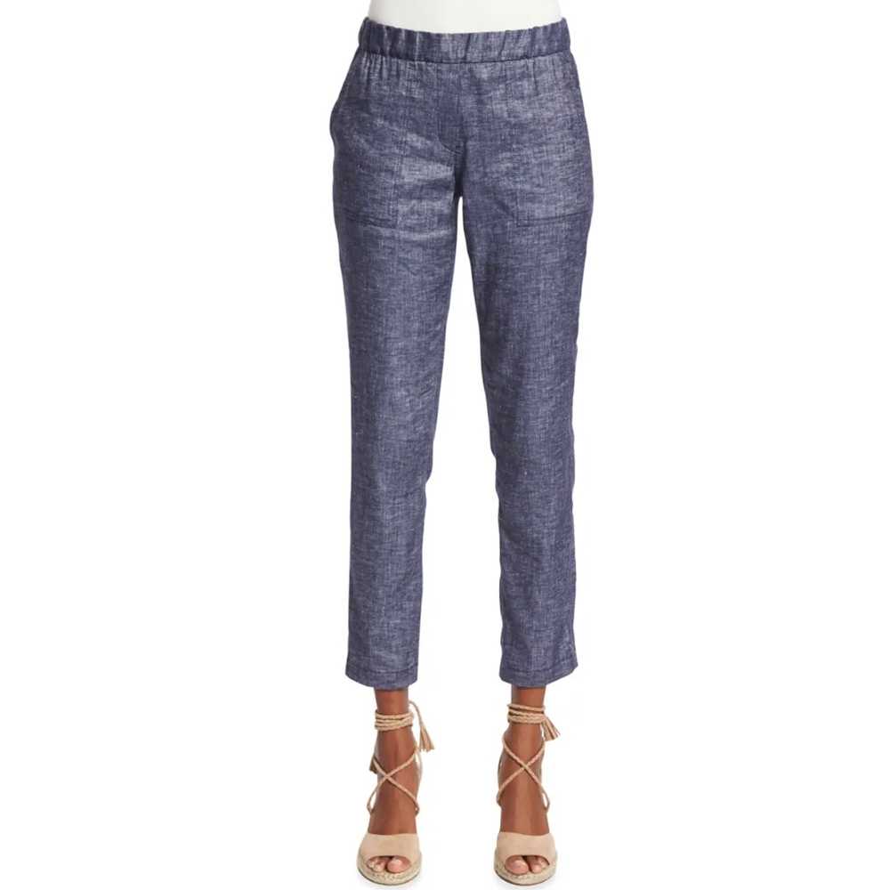 Theory Northsound Tierra Linen Pants 10 Washed De… - image 2