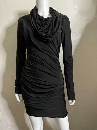 【T alexander wang】 Draped Bodycon Dress MOCK NECK TEE DRESS IN BODYCON KNIT in BLACK | alexanderwang®