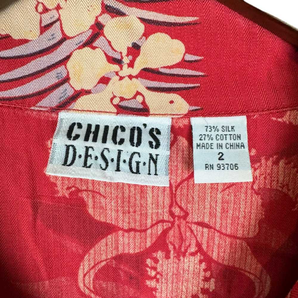 Chico’s Vintage L Red Tropical Floral Silk Blend … - image 10