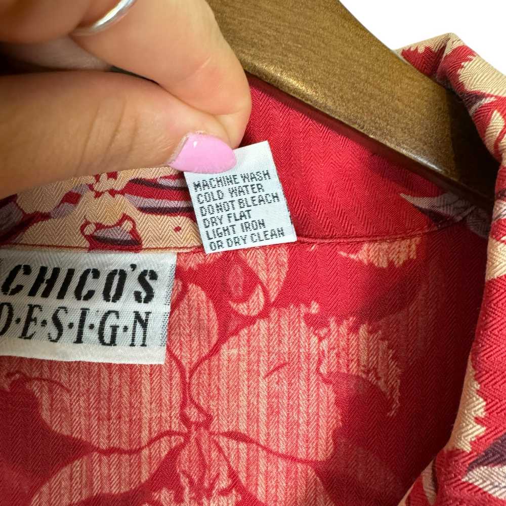 Chico’s Vintage L Red Tropical Floral Silk Blend … - image 11