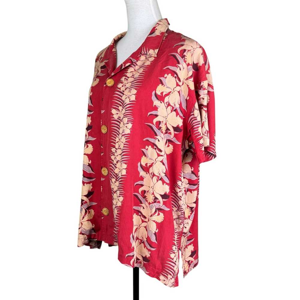 Chico’s Vintage L Red Tropical Floral Silk Blend … - image 2