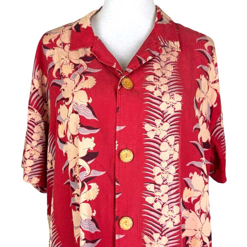 Chico’s Vintage L Red Tropical Floral Silk Blend … - image 4