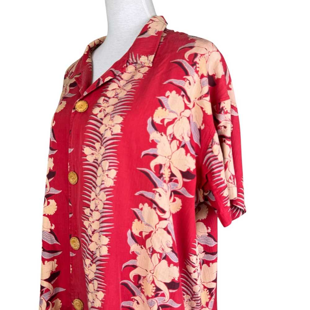 Chico’s Vintage L Red Tropical Floral Silk Blend … - image 5