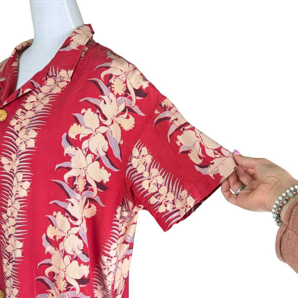 Chico’s Vintage L Red Tropical Floral Silk Blend … - image 7