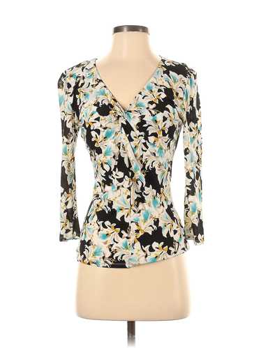 Ellen Tracy Women Green 3/4 Sleeve Silk Top S