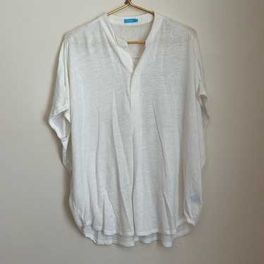 Shamask Blouse White outlet Linen Top Size M