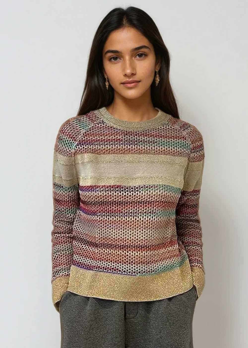 Dior Gold Mettalic Spellout Sweater - image 1