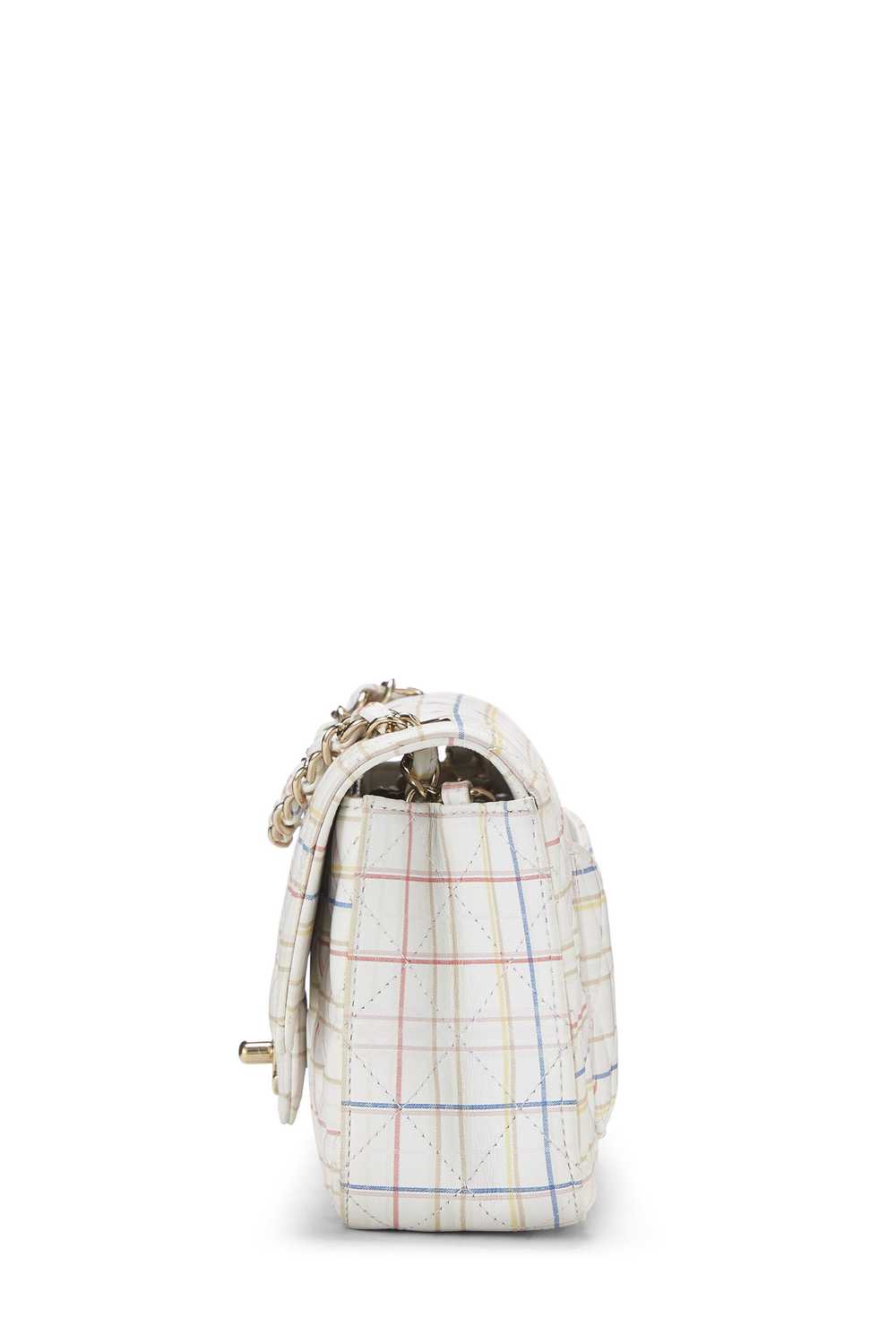 White & Multicolor Plaid Calfskin Rectangular Fla… - image 3