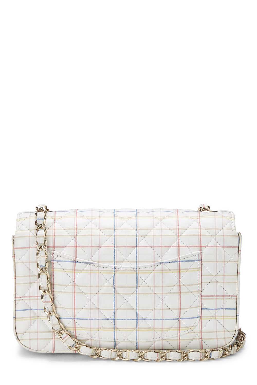 White & Multicolor Plaid Calfskin Rectangular Fla… - image 4