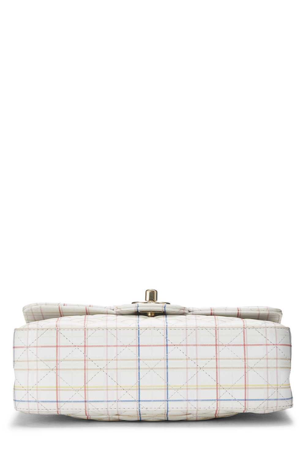 White & Multicolor Plaid Calfskin Rectangular Fla… - image 5