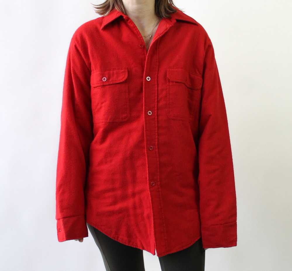 70s Men's Shop Quilted Red Button Up - image 1