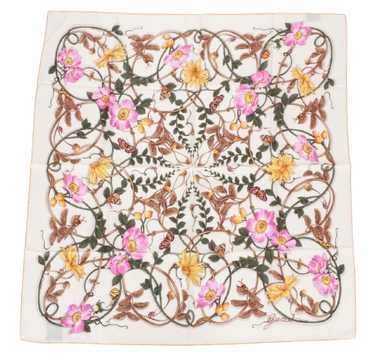 Product Details Gucci Cream Floral Silk Scarf 90x… - image 1