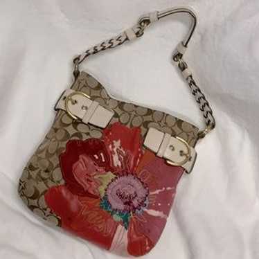 バッグ COACH Vintage Poppy Shoulder Bag 2Way $130 free shipping 💌SOLD Y2K Coach Tan Pink Metallic Poppy