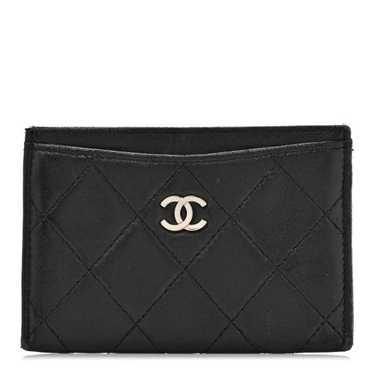 CHANEL Lambskin Quilted Card Holder Black