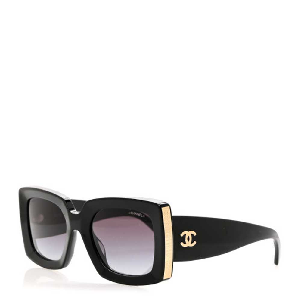 CHANEL Acetate Rectangle Sunglasses 5435-A Black - image 1