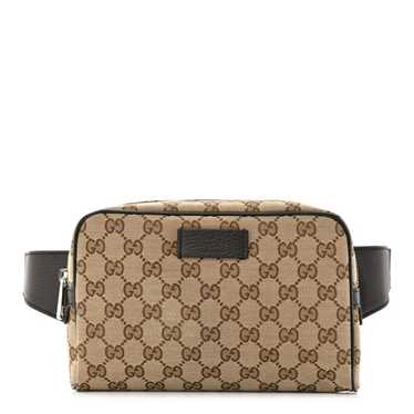 GUCCI Monogram Dollar Calfskin Belt Bag Beige Ebo… - image 1