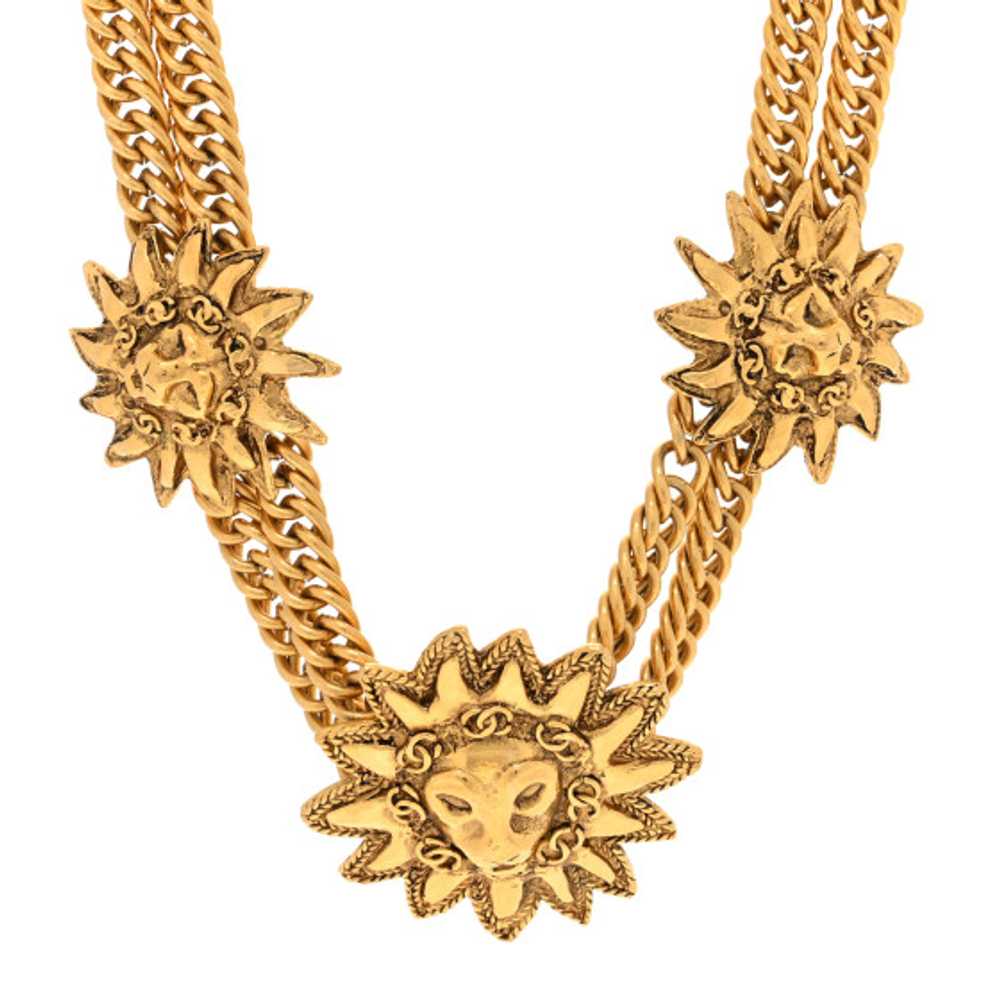 CHANEL Multi Strand Chain Leo Lion Sun Medallion … - image 1