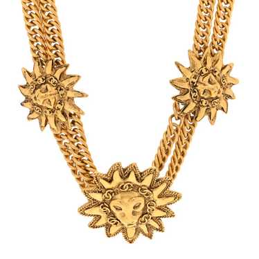 CHANEL Multi Strand Chain Leo Lion Sun Medallion … - image 1