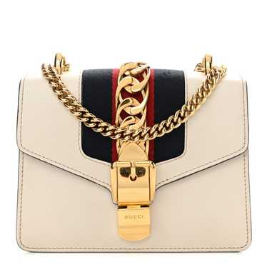 GUCCI Calfskin Mini Sylvie Chain Shoulder Bag Whi… - image 1