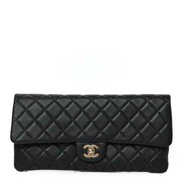 CHANEL Caviar Quilted Flap Clutch Black