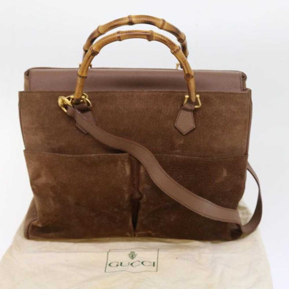 Gucci GUCCI Bamboo Hand Bag Suede Brown 002 123 0… - image 12