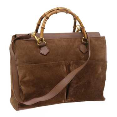 Gucci GUCCI Bamboo Hand Bag Suede Brown 002 123 0… - image 1