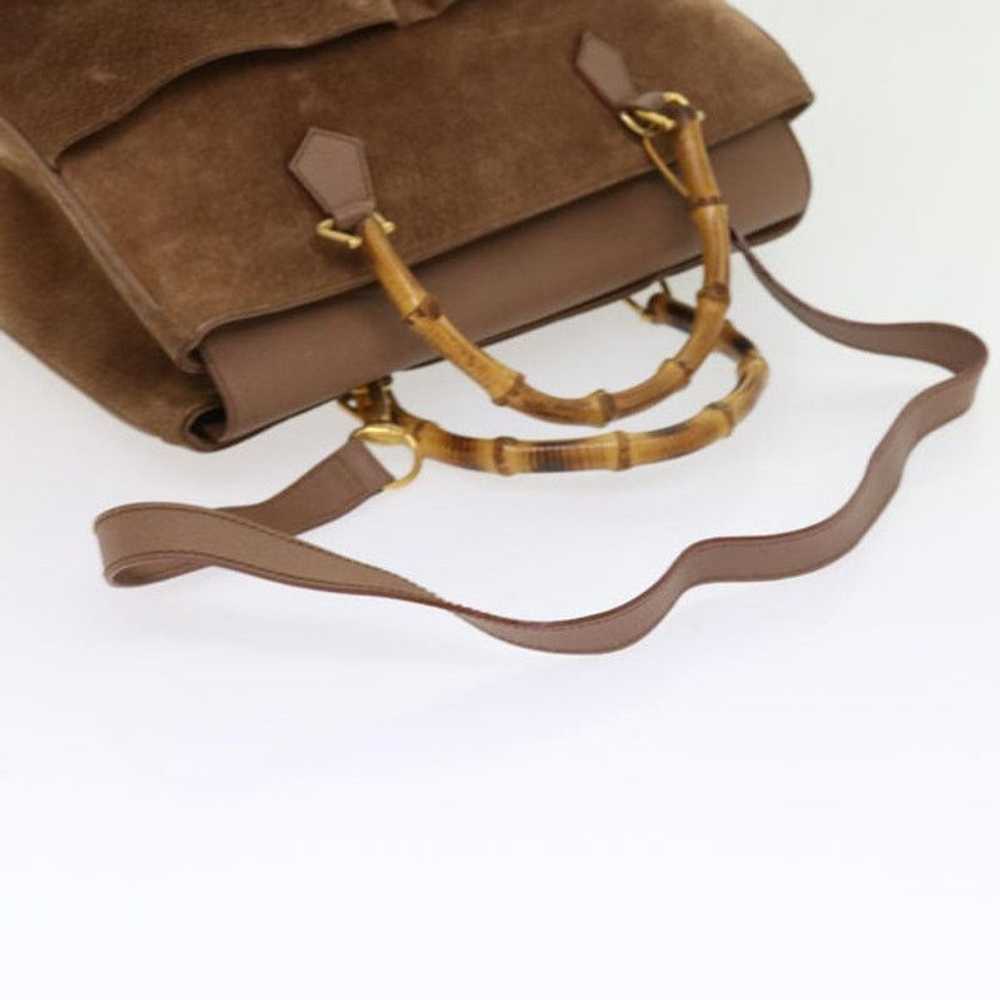 Gucci GUCCI Bamboo Hand Bag Suede Brown 002 123 0… - image 9