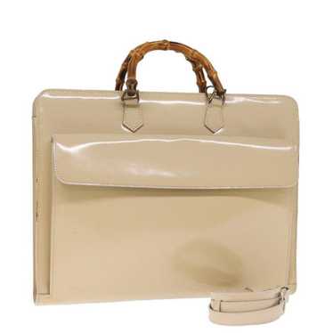 Gucci GUCCI Bamboo Hand Bag Patent leather Beige