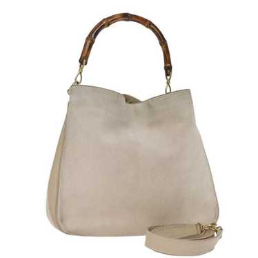 Gucci GUCCI Bamboo Hand Bag Suede Beige 001 1014 … - image 1