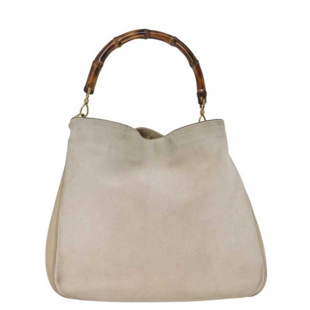 Gucci GUCCI Bamboo Hand Bag Suede Beige 001 1014 … - image 2