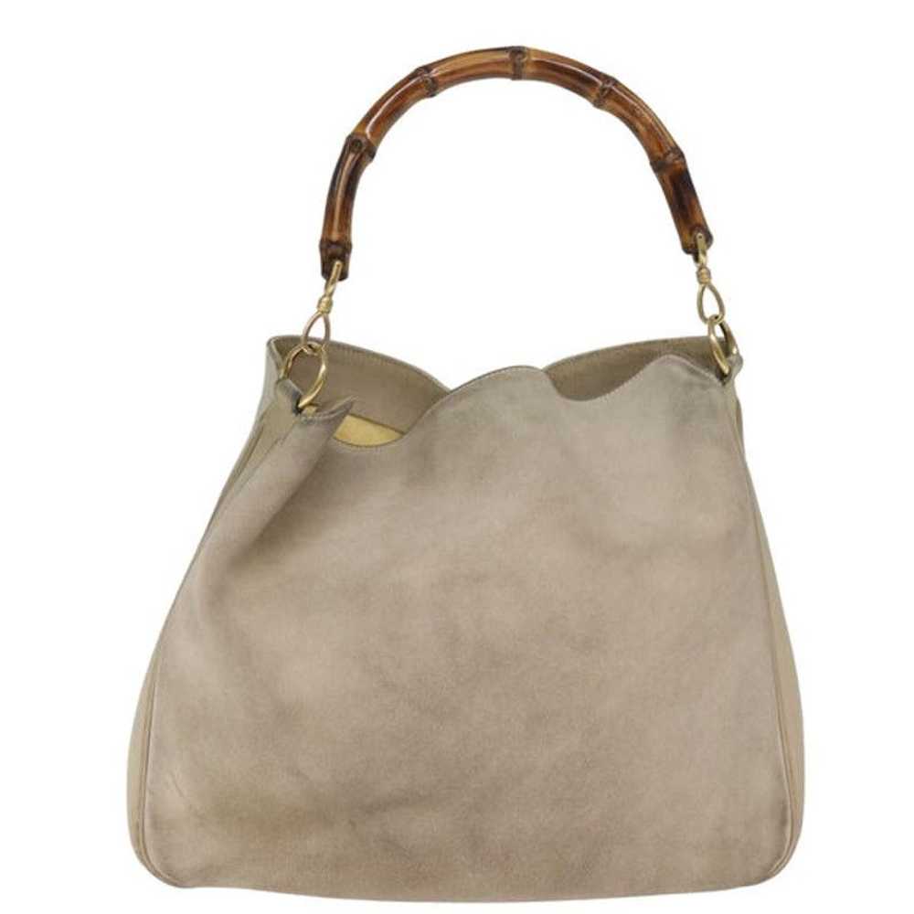 Gucci GUCCI Bamboo Hand Bag Suede Beige 001 1014 … - image 3