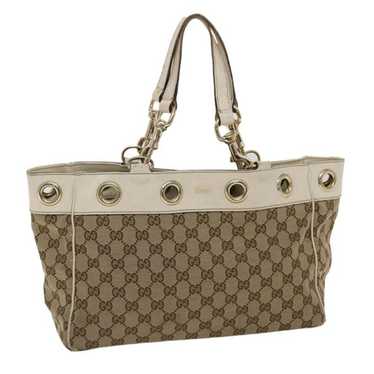 Gucci GUCCI GG Canvas Tote Bag Canvas Leather Bei… - image 1