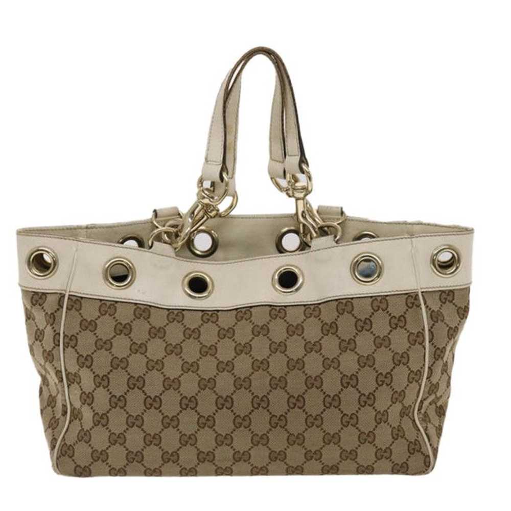 Gucci GUCCI GG Canvas Tote Bag Canvas Leather Bei… - image 2