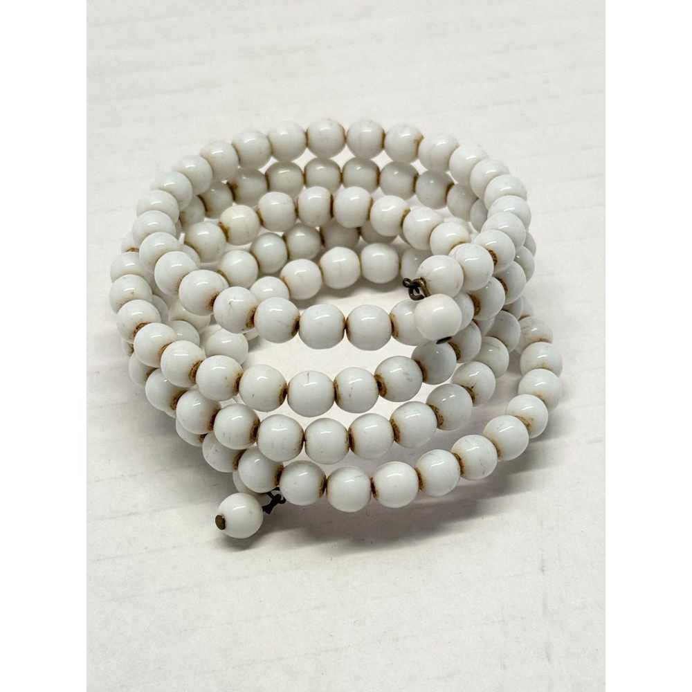 Vintage White milk glass vintage wrap cuff bracel… - image 2