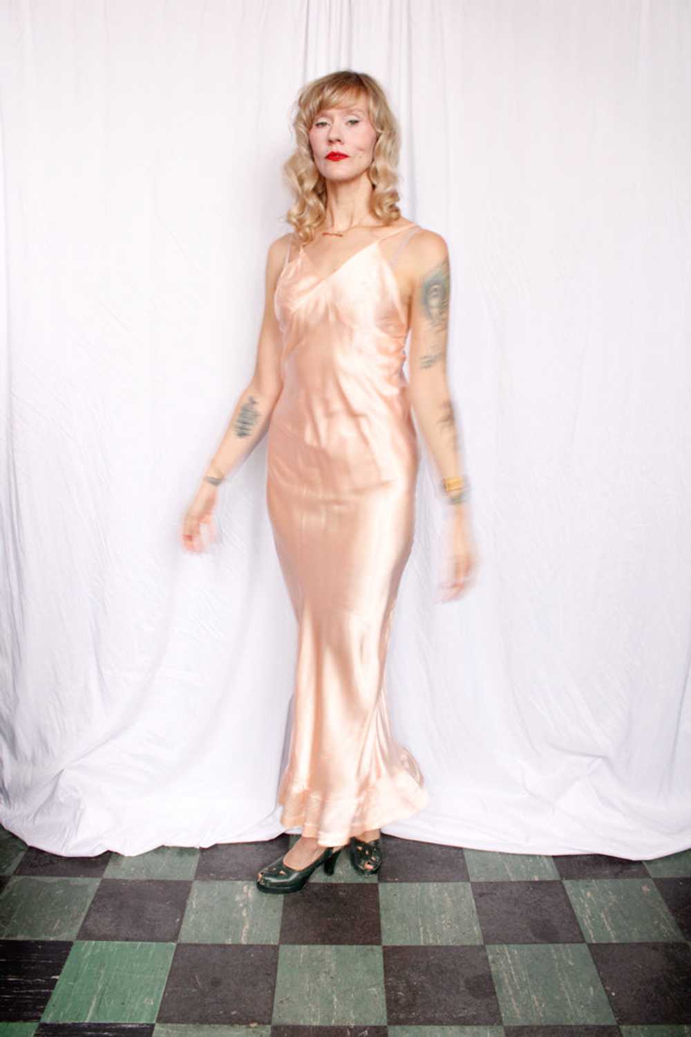 1930s Pink Rosé Bias Cut Silk Slip - Xs/S - image 4