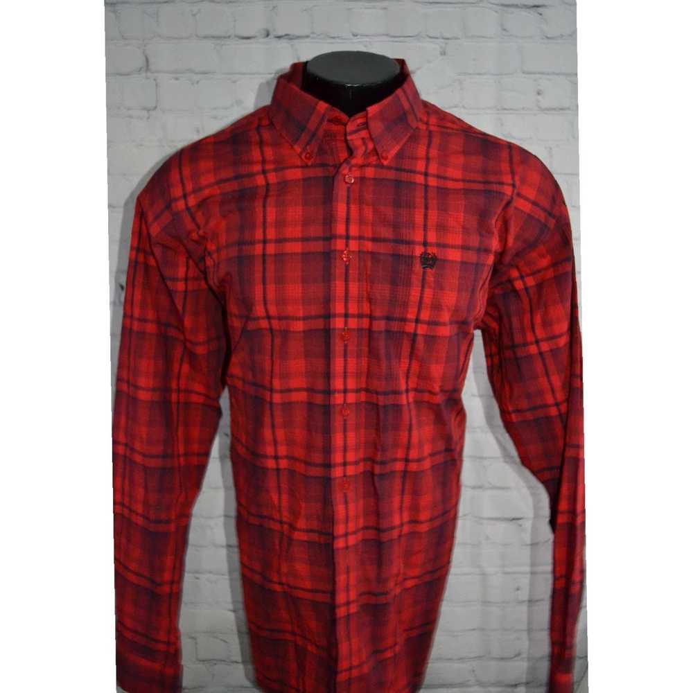 Vintage Red Plaid Cotton Cowboy Mens Shirt Large … - image 2