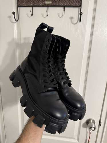 Prada Prada Monolith Leather Renylon Boots