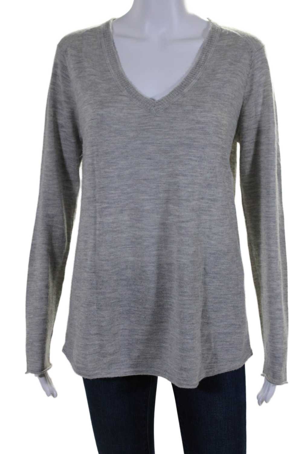 ATM Womens Cashmere Gray V-Neck Long Sleeve Pullo… - image 1